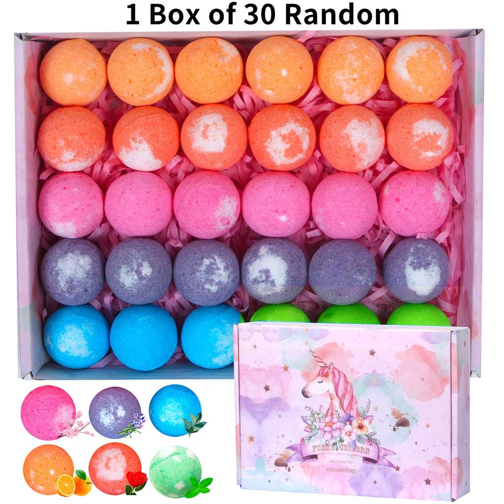 30 Mini Bath Bubble Gift Set Soaking Bath Salt Balls with Essential Oils