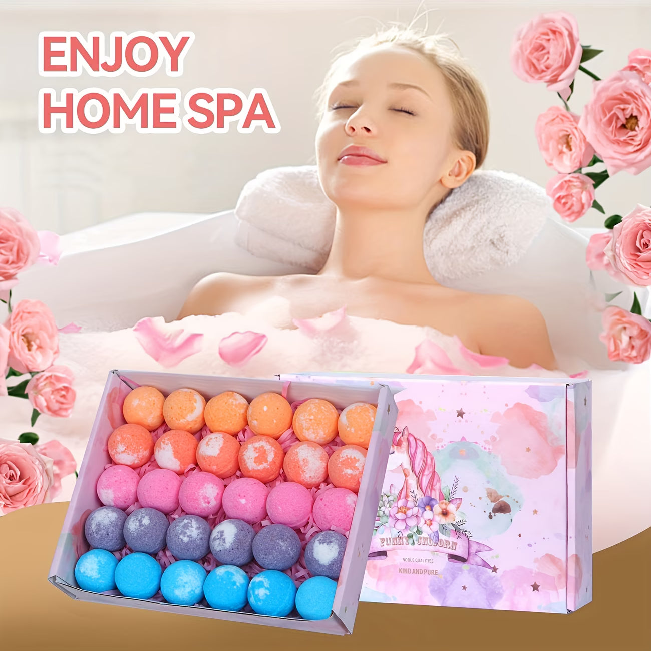 30 Mini Bath Bubble Gift Set Soaking Bath Salt Balls with Essential Oils