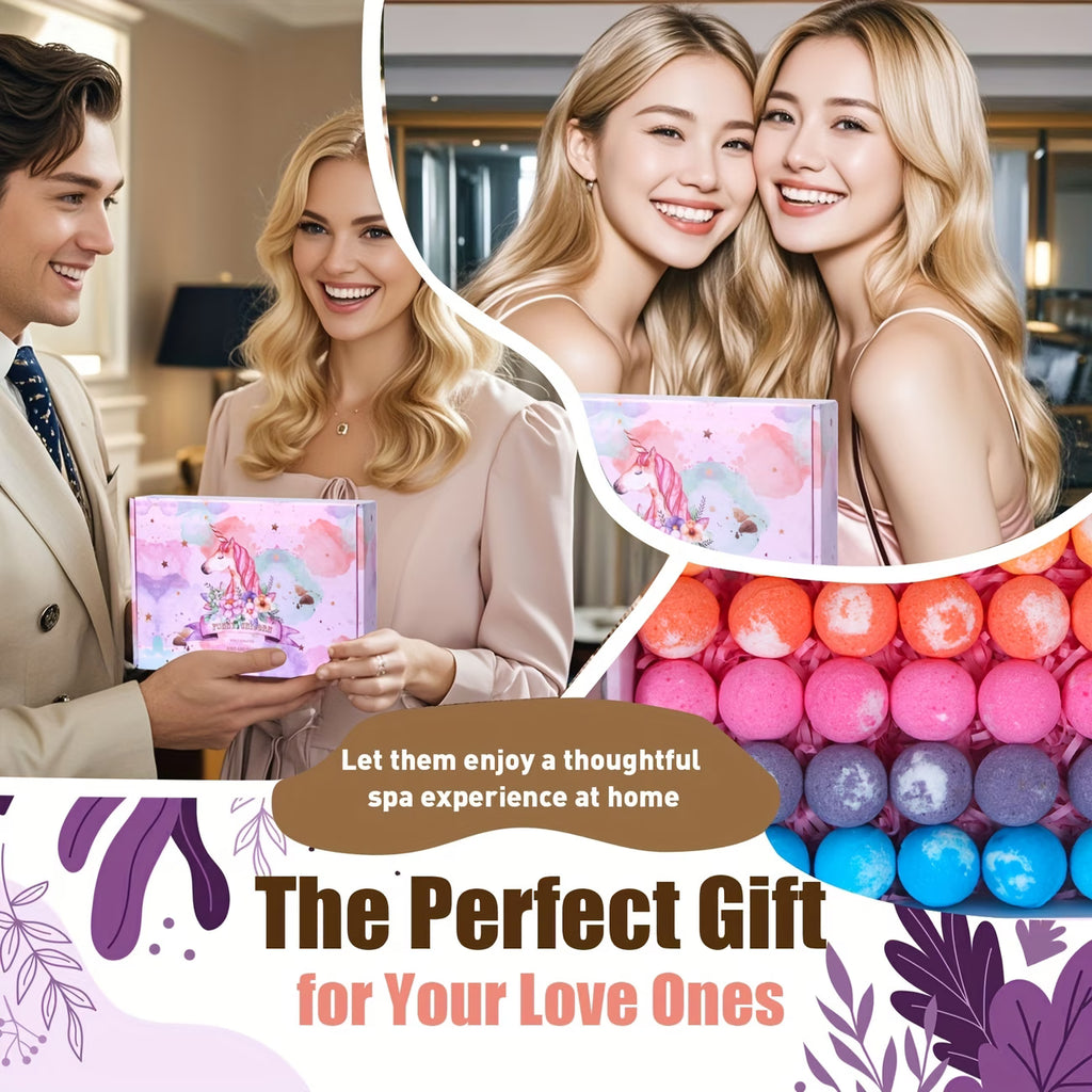 30 Mini Bath Bubble Gift Set Soaking Bath Salt Balls with Essential Oils