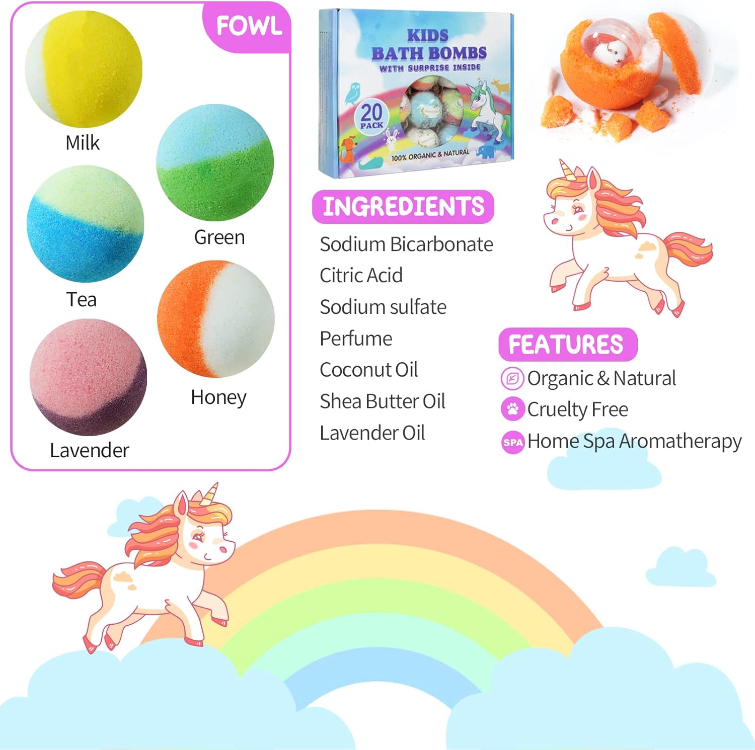 Bath Bombs for Kids with Toy Inside